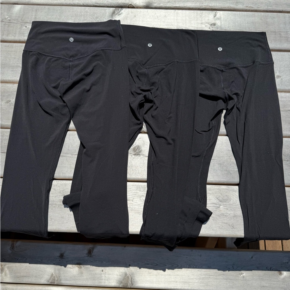 3 pairs of black lululemon align high-rise pants 25” (Size 6)